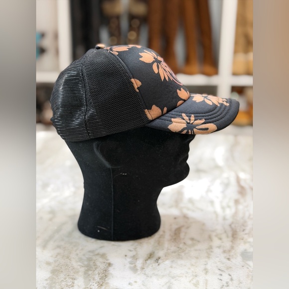 Volcom Black Trucker Hat Bronze Floral – Stone Logo Snapback NWOT - Picture 3 of 7